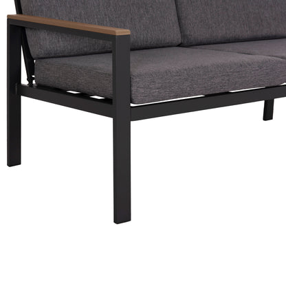 OUTDOOR LOUNGE SET 4PCS SAFIN HM6278.03 ALUMINUM & OLEFIN FABRIC IN DARK GREY--POLYWOOD