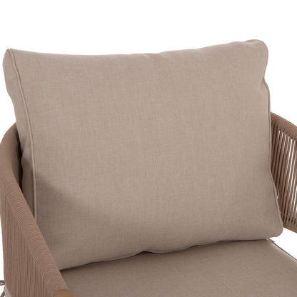 OUTDOOR LOUNGE SET 4PCS KANU HM6416 ACACIA WOOD-METAL FRAME-ROPE -- BEIGE