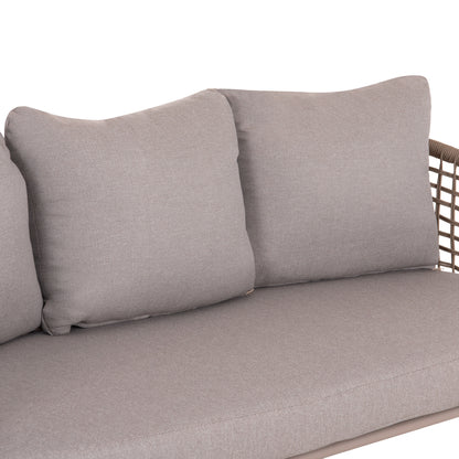 OUTDOOR LOUNGE SET 5-SEAT ELOWEN HM6508.02 ALUMINUM-ROPE IN BEIGE--CUSHIONS IN GREY