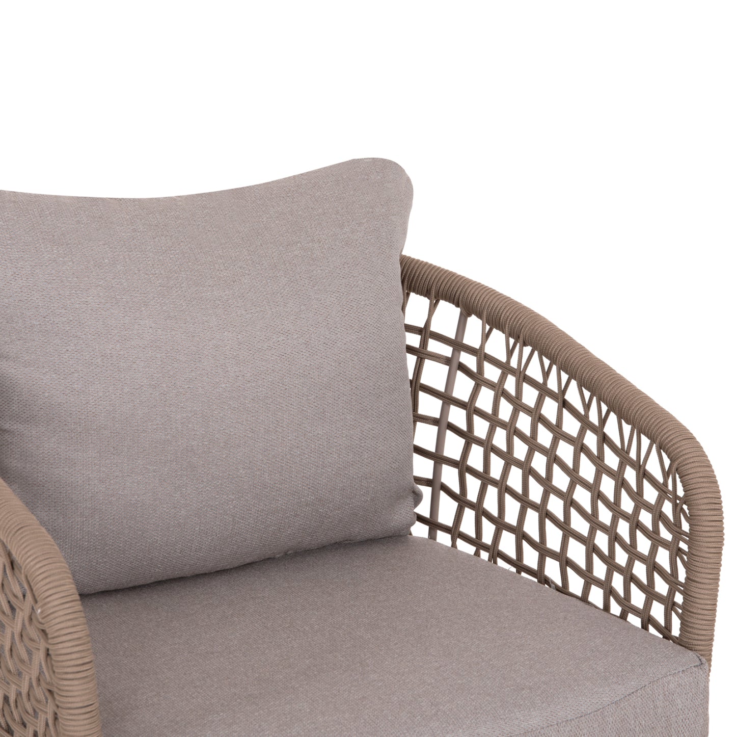 OUTDOOR LOUNGE SET 5-SEAT ELOWEN HM6508.02 ALUMINUM-ROPE IN BEIGE--CUSHIONS IN GREY