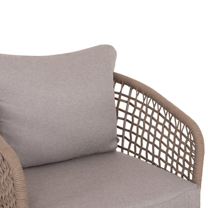 OUTDOOR LOUNGE SET 5-SEAT ELOWEN HM6508.02 ALUMINUM-ROPE IN BEIGE--CUSHIONS IN GREY