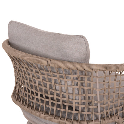 OUTDOOR LOUNGE SET 5-SEAT ELOWEN HM6508.02 ALUMINUM-ROPE IN BEIGE--CUSHIONS IN GREY