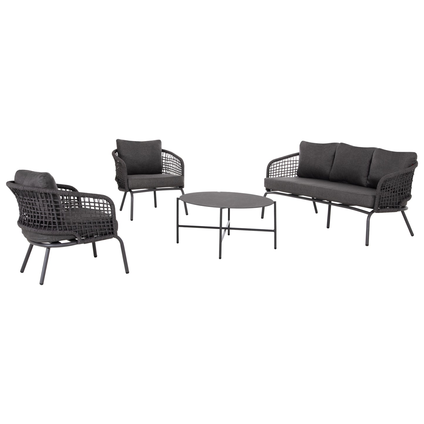 OUTDOOR LOUNGE SET 5-SEAT ELOWEN HM6508.01 ALUMINUM-ROPE-CUSHIONS---GREY