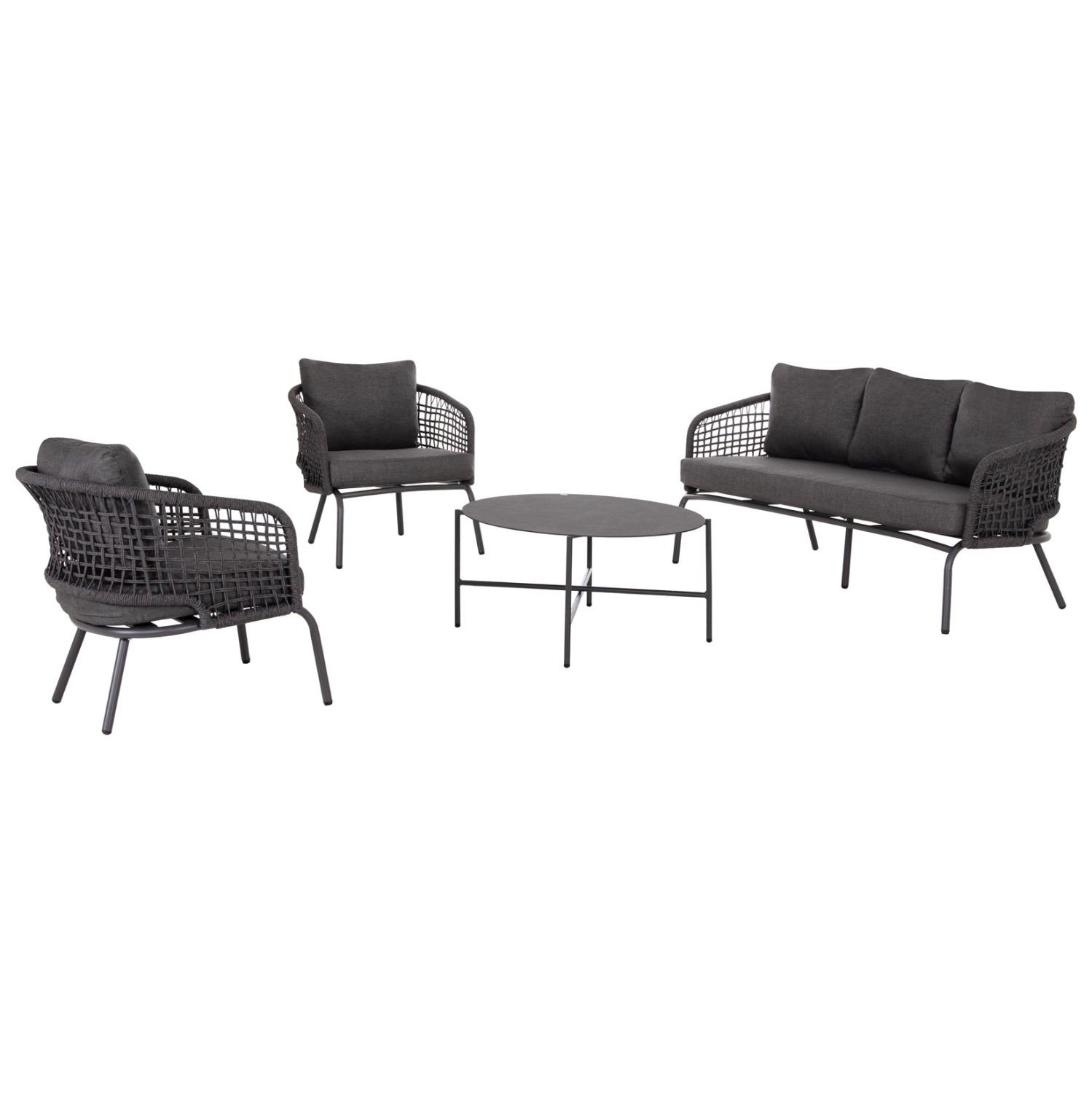 OUTDOOR LOUNGE SET 5-SEAT ELOWEN HM6508.01 ALUMINUM-ROPE-CUSHIONS---GREY