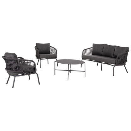 OUTDOOR LOUNGE SET 5-SEAT ELOWEN HM6508.01 ALUMINUM-ROPE-CUSHIONS---GREY