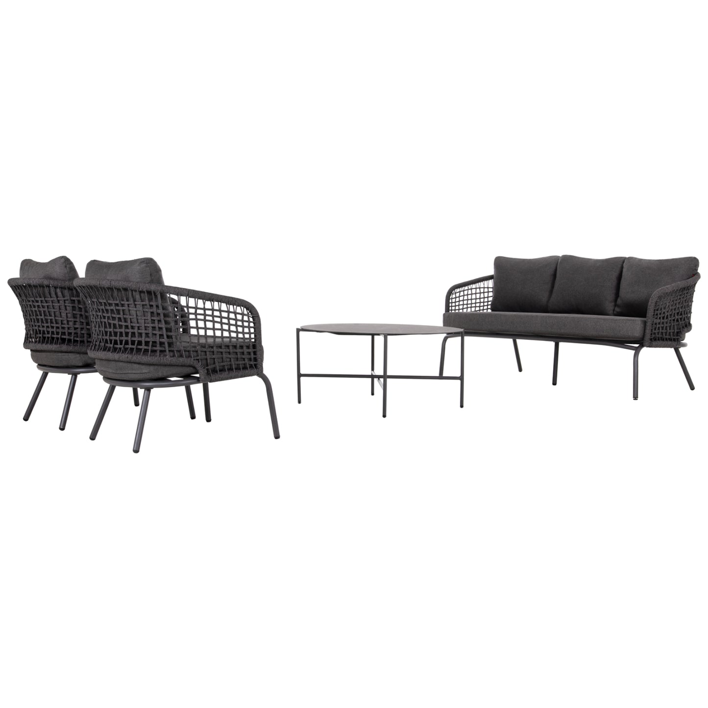 OUTDOOR LOUNGE SET 5-SEAT ELOWEN HM6508.01 ALUMINUM-ROPE-CUSHIONS---GREY