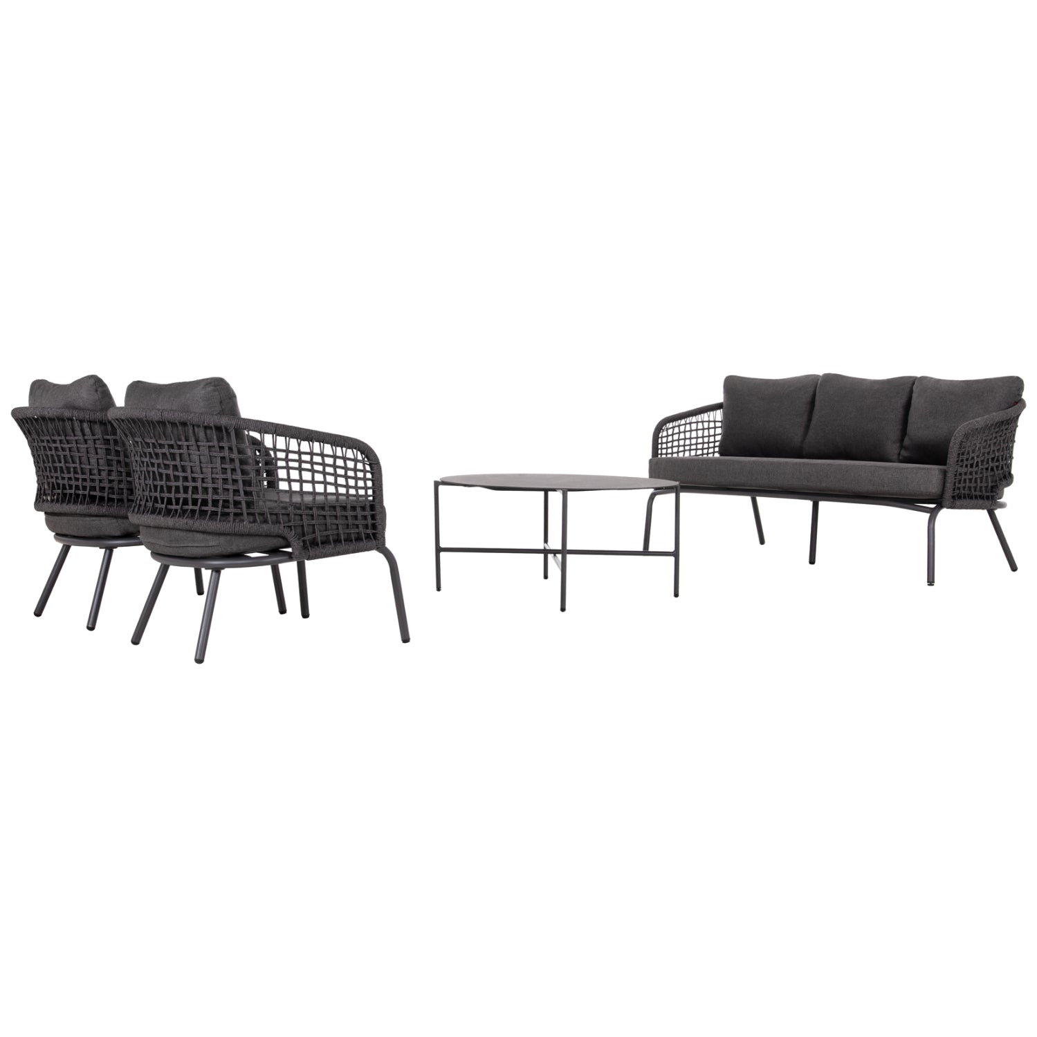 OUTDOOR LOUNGE SET 5-SEAT ELOWEN HM6508.01 ALUMINUM-ROPE-CUSHIONS---GREY