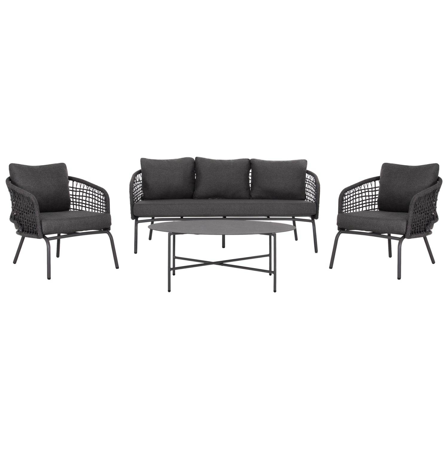 OUTDOOR LOUNGE SET 5-SEAT ELOWEN HM6508.01 ALUMINUM-ROPE-CUSHIONS---GREY