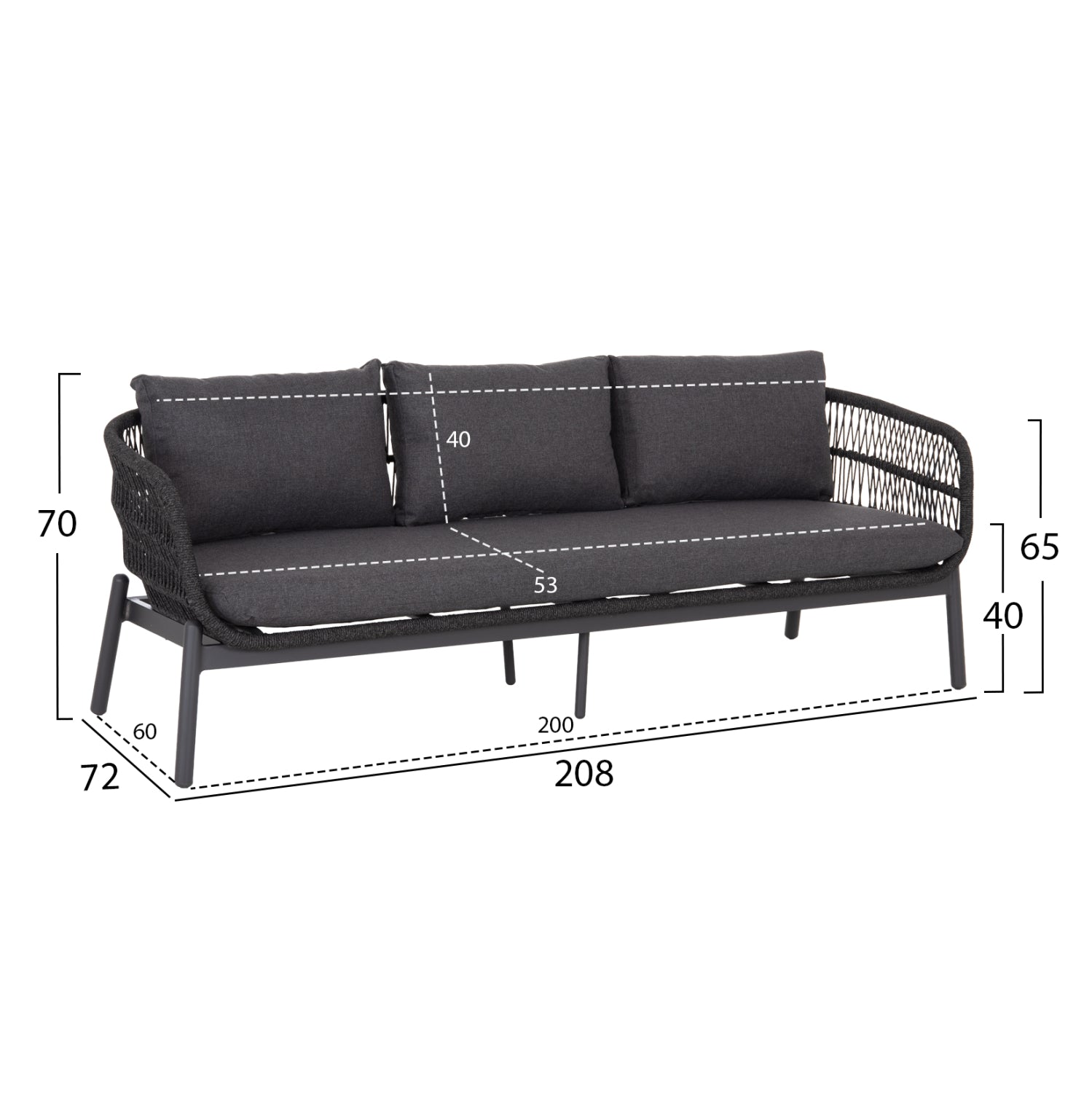 OUTDOOR LOUNGE SET 5PCS MEMFIS HM6470.01 ALUMINUM-ROPE-CERAMIC TOP---GREY