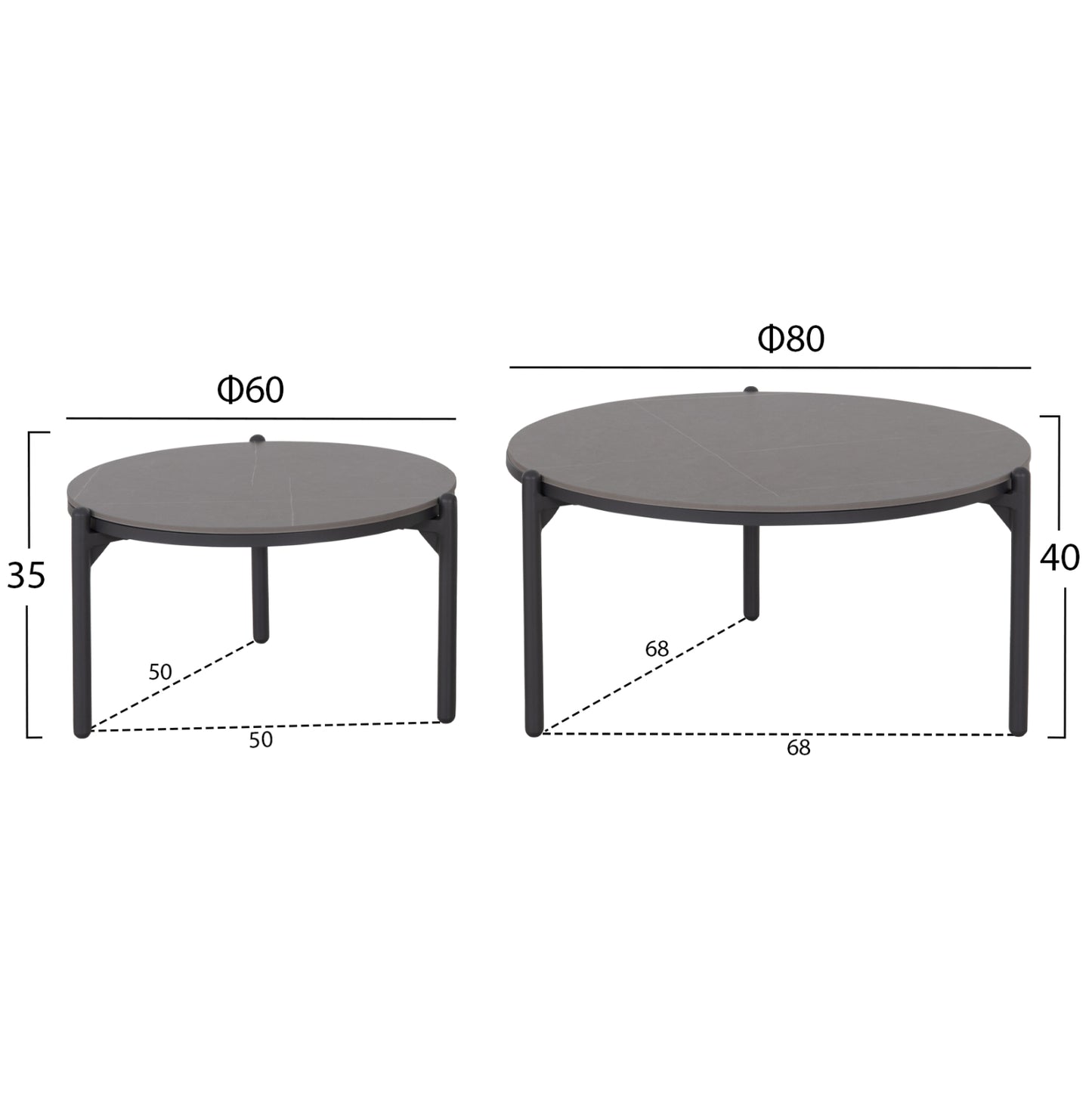 OUTDOOR LOUNGE SET 5PCS MEMFIS HM6470.01 ALUMINUM-ROPE-CERAMIC TOP---GREY