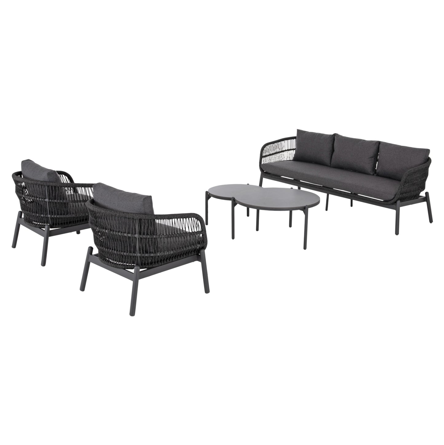 OUTDOOR LOUNGE SET 5PCS MEMFIS HM6470.01 ALUMINUM-ROPE-CERAMIC TOP---GREY