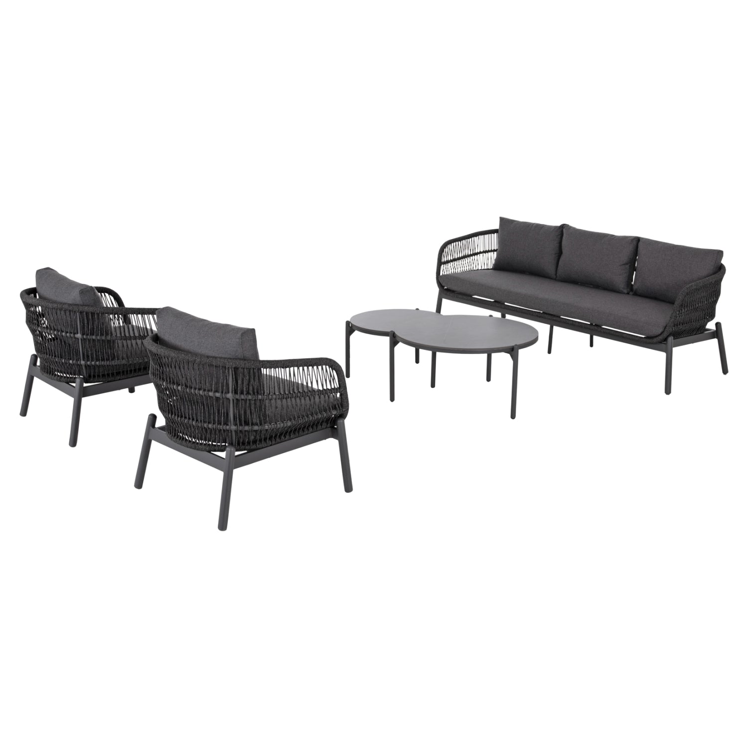 OUTDOOR LOUNGE SET 5PCS MEMFIS HM6470.01 ALUMINUM-ROPE-CERAMIC TOP---GREY