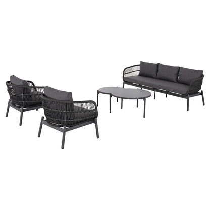 OUTDOOR LOUNGE SET 5PCS MEMFIS HM6470.01 ALUMINUM-ROPE-CERAMIC TOP---GREY