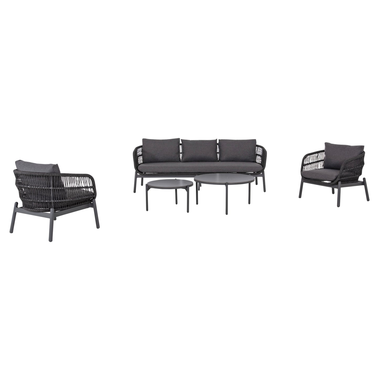 OUTDOOR LOUNGE SET 5PCS MEMFIS HM6470.01 ALUMINUM-ROPE-CERAMIC TOP---GREY