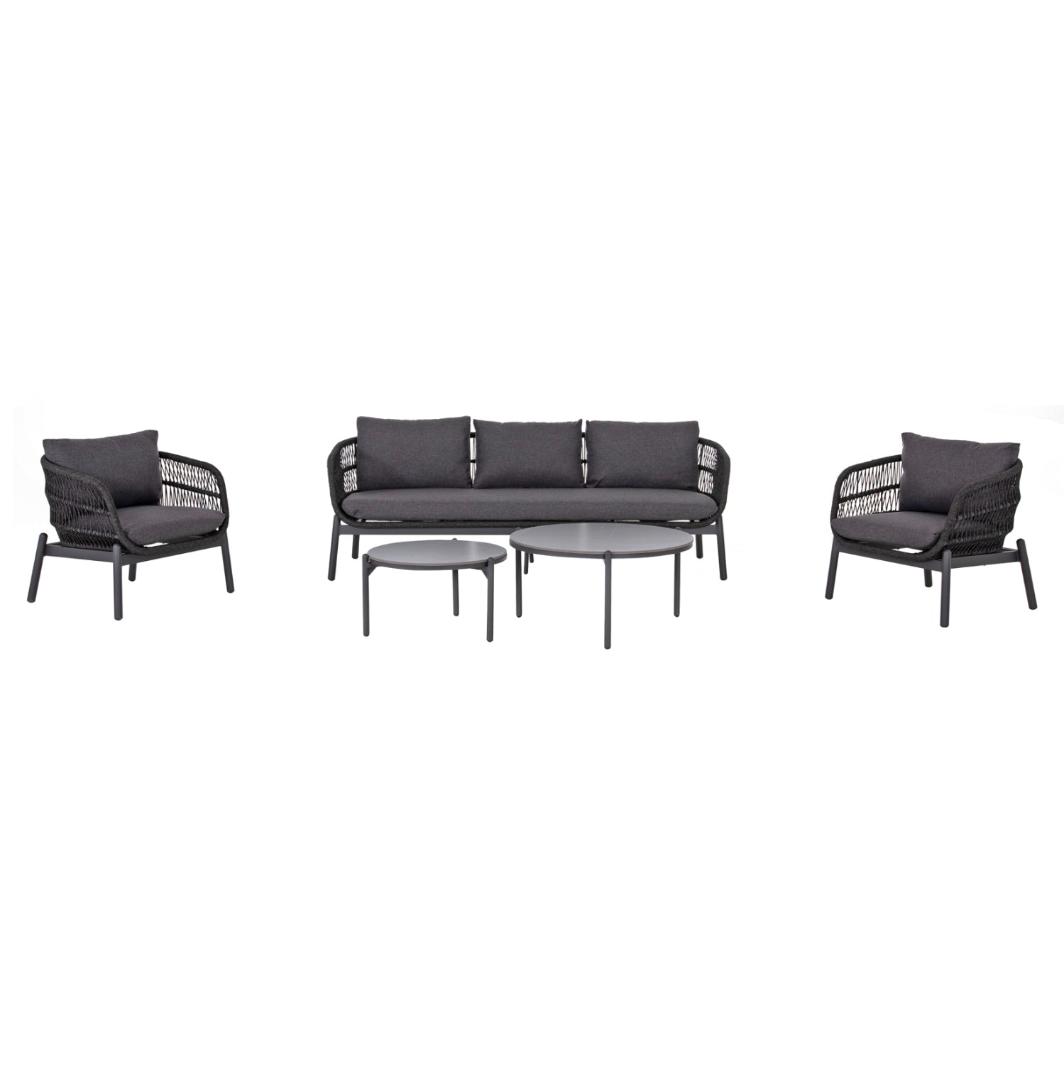 OUTDOOR LOUNGE SET 5PCS MEMFIS HM6470.01 ALUMINUM-ROPE-CERAMIC TOP---GREY