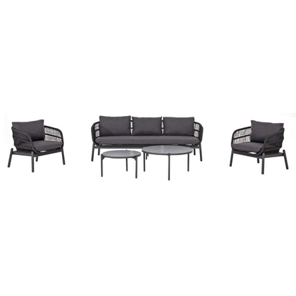 OUTDOOR LOUNGE SET 5PCS MEMFIS HM6470.01 ALUMINUM-ROPE-CERAMIC TOP---GREY