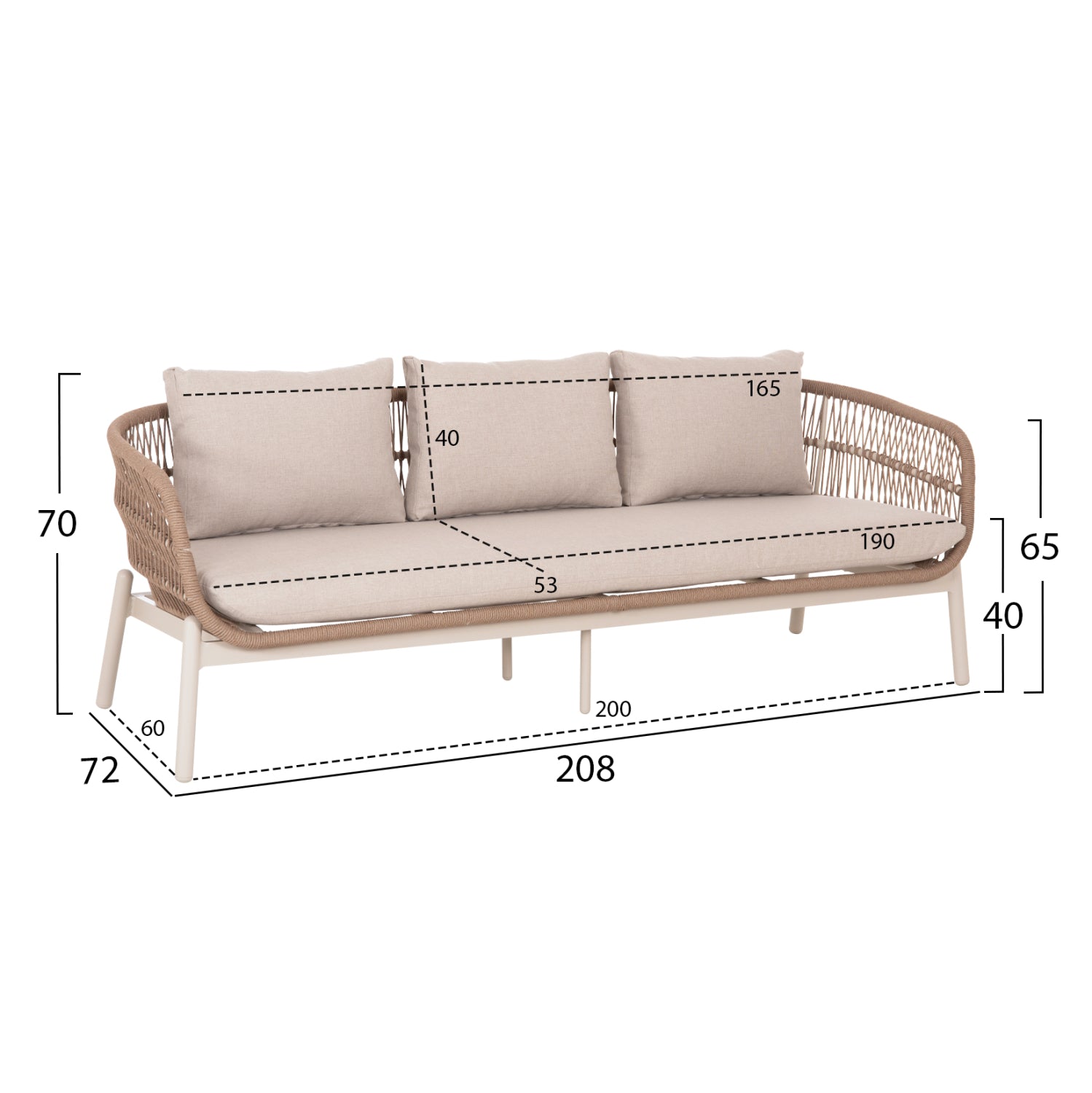 OUTDOOR LOUNGE SET 5PCS MEMFIS HM6470.02 ALUMINUM-ROPE-CERAMIC TOP--APRICOT