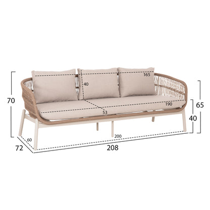 OUTDOOR LOUNGE SET 5PCS MEMFIS HM6470.02 ALUMINUM-ROPE-CERAMIC TOP--APRICOT