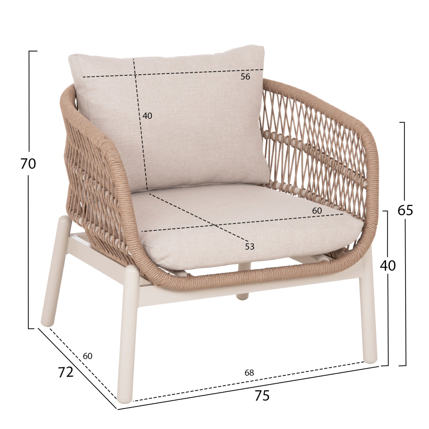 OUTDOOR LOUNGE SET 5PCS MEMFIS HM6470.02 ALUMINUM-ROPE-CERAMIC TOP--APRICOT