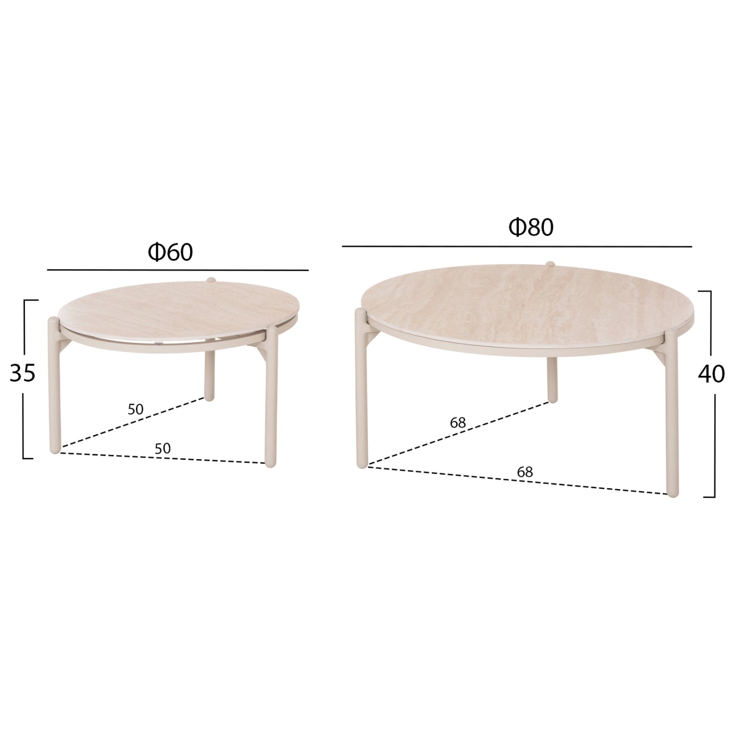 OUTDOOR LOUNGE SET 5PCS MEMFIS HM6470.02 ALUMINUM-ROPE-CERAMIC TOP--APRICOT