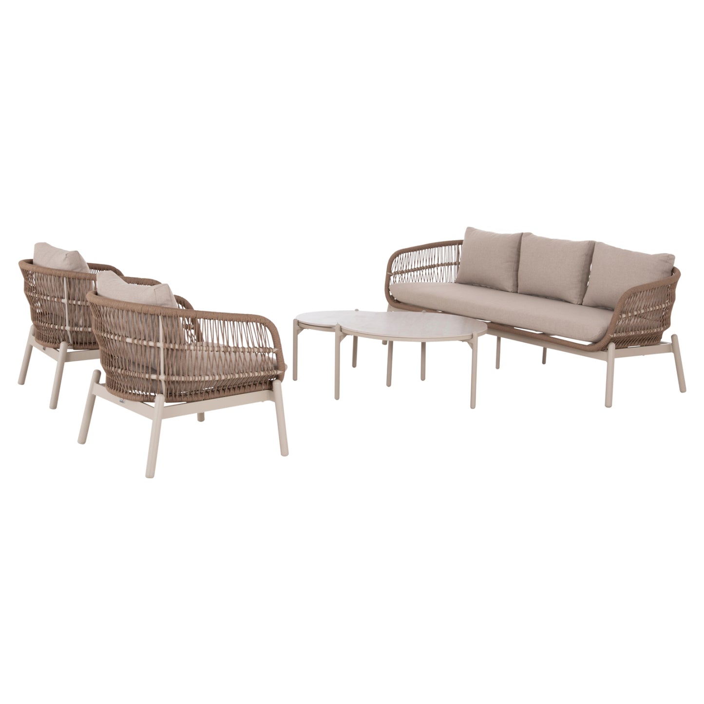 OUTDOOR LOUNGE SET 5PCS MEMFIS HM6470.02 ALUMINUM-ROPE-CERAMIC TOP--APRICOT