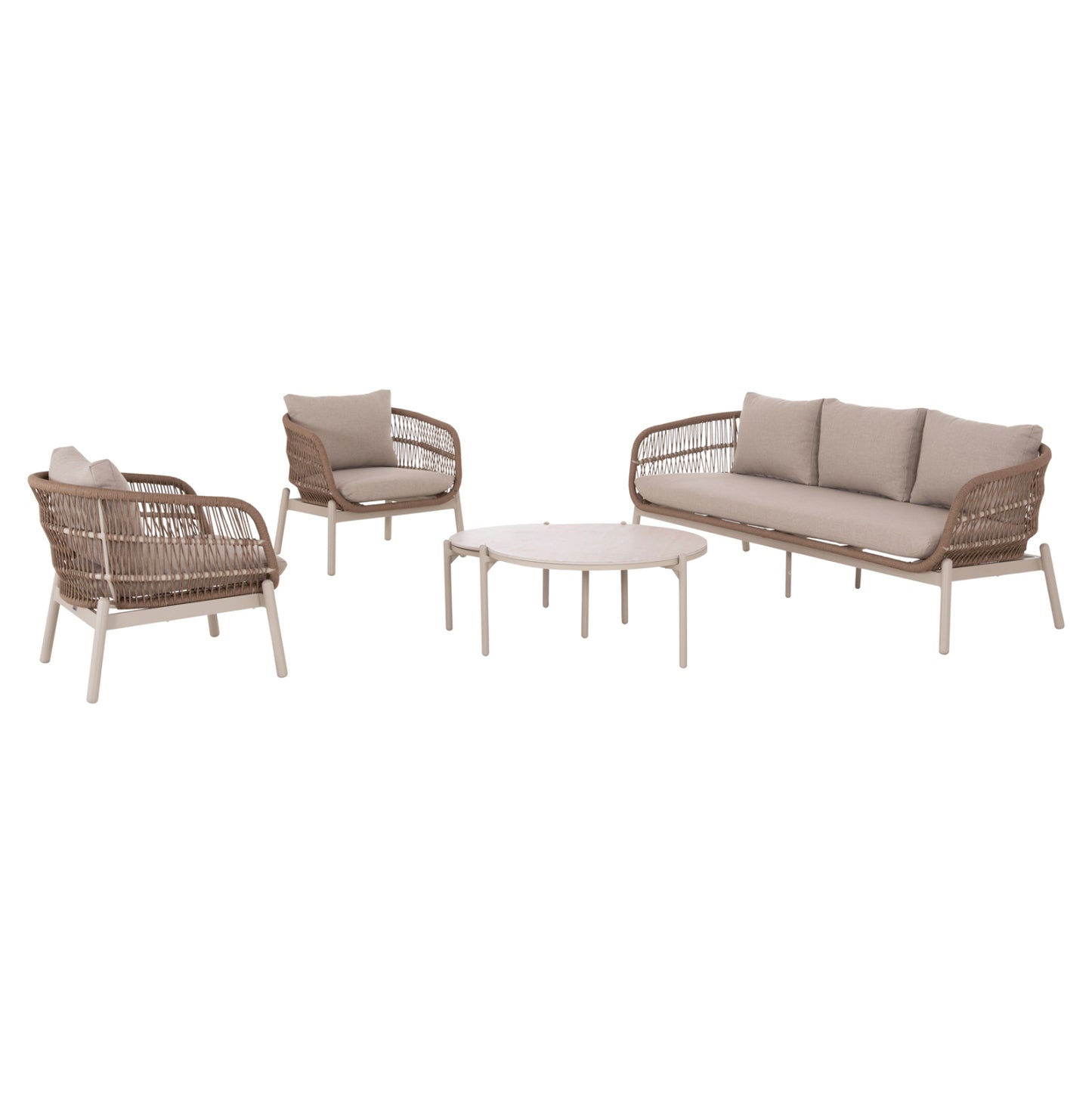OUTDOOR LOUNGE SET 5PCS MEMFIS HM6470.02 ALUMINUM-ROPE-CERAMIC TOP--APRICOT