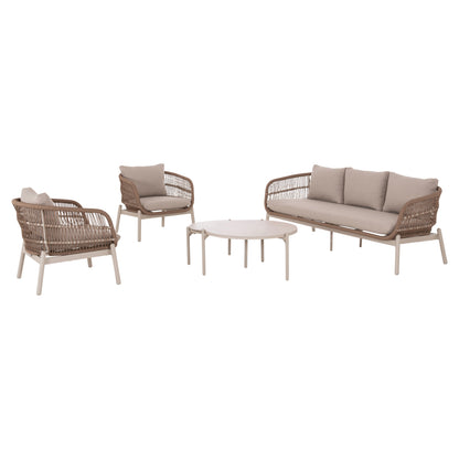 OUTDOOR LOUNGE SET 5PCS MEMFIS HM6470.02 ALUMINUM-ROPE-CERAMIC TOP--APRICOT