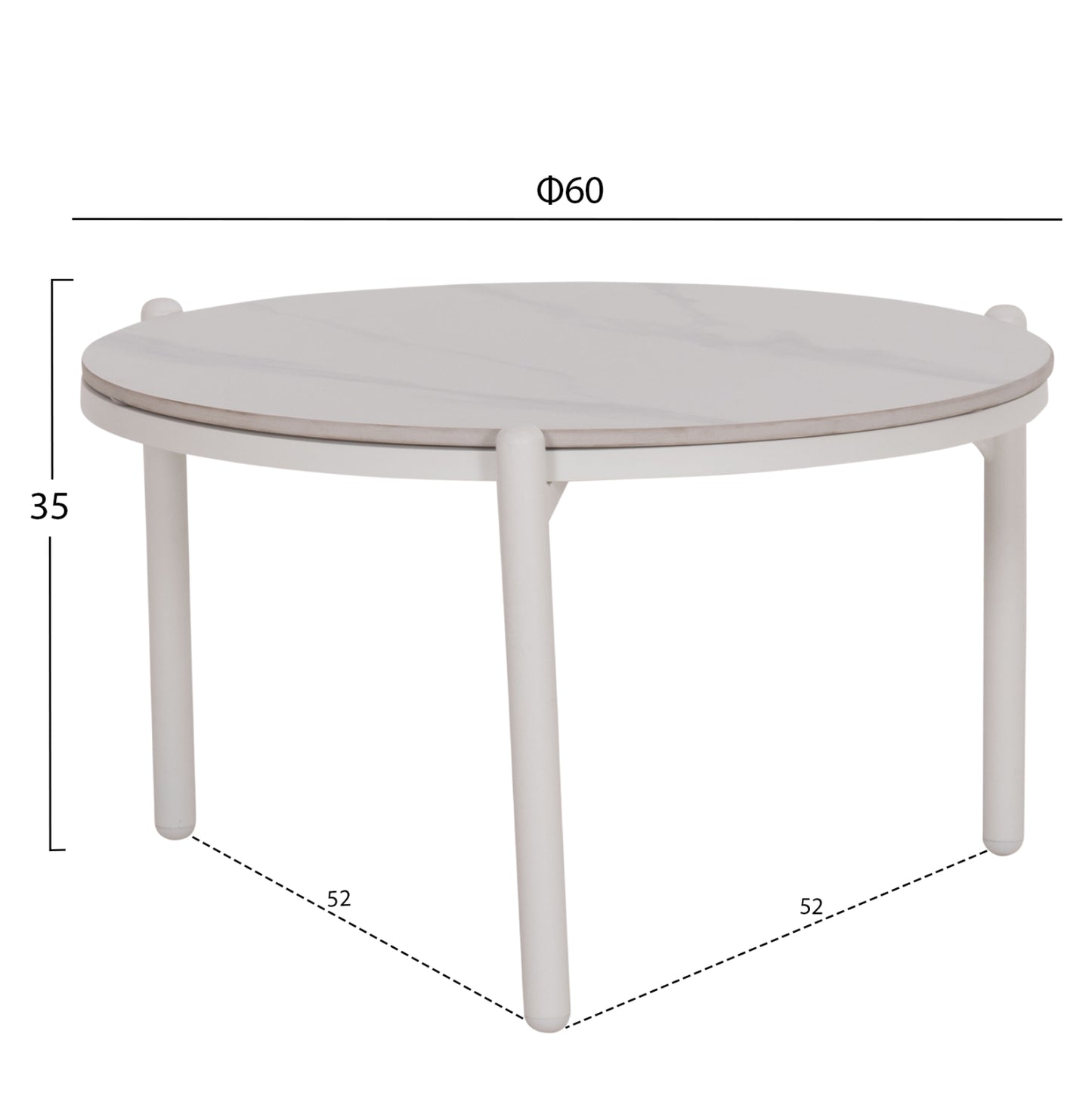 OUTDOOR LOUNGE SET 5PCS MEMFIS HM6470.03 ALUMINUM-ROPE-CERAMIC TOP--WHITE