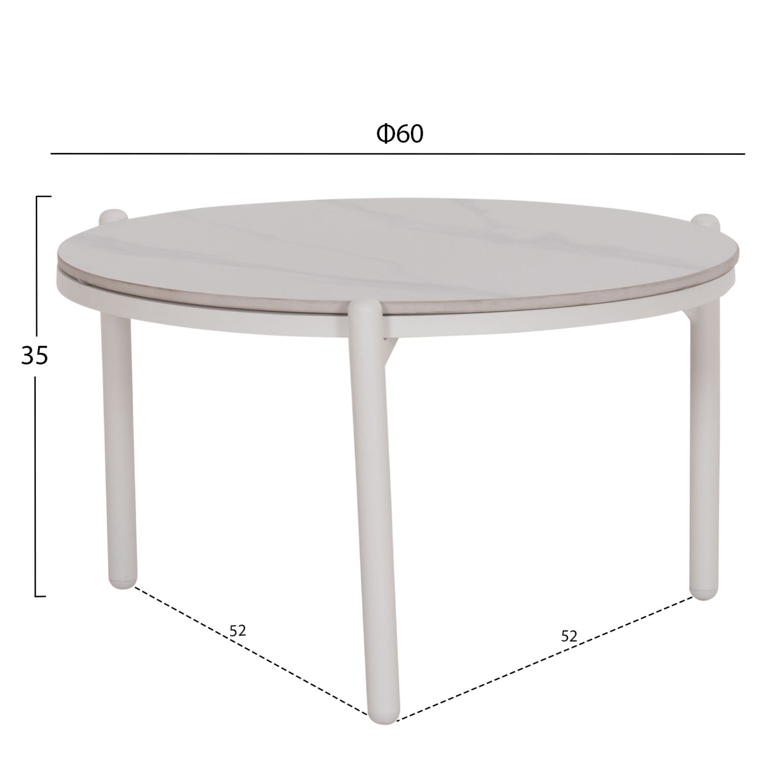 OUTDOOR LOUNGE SET 5PCS MEMFIS HM6470.03 ALUMINUM-ROPE-CERAMIC TOP--WHITE