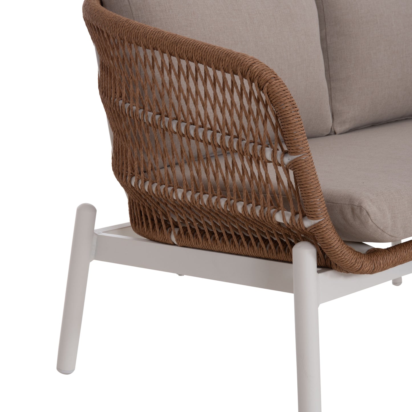 OUTDOOR LOUNGE SET 5PCS MEMFIS HM6470.03 ALUMINUM-ROPE-CERAMIC TOP--WHITE
