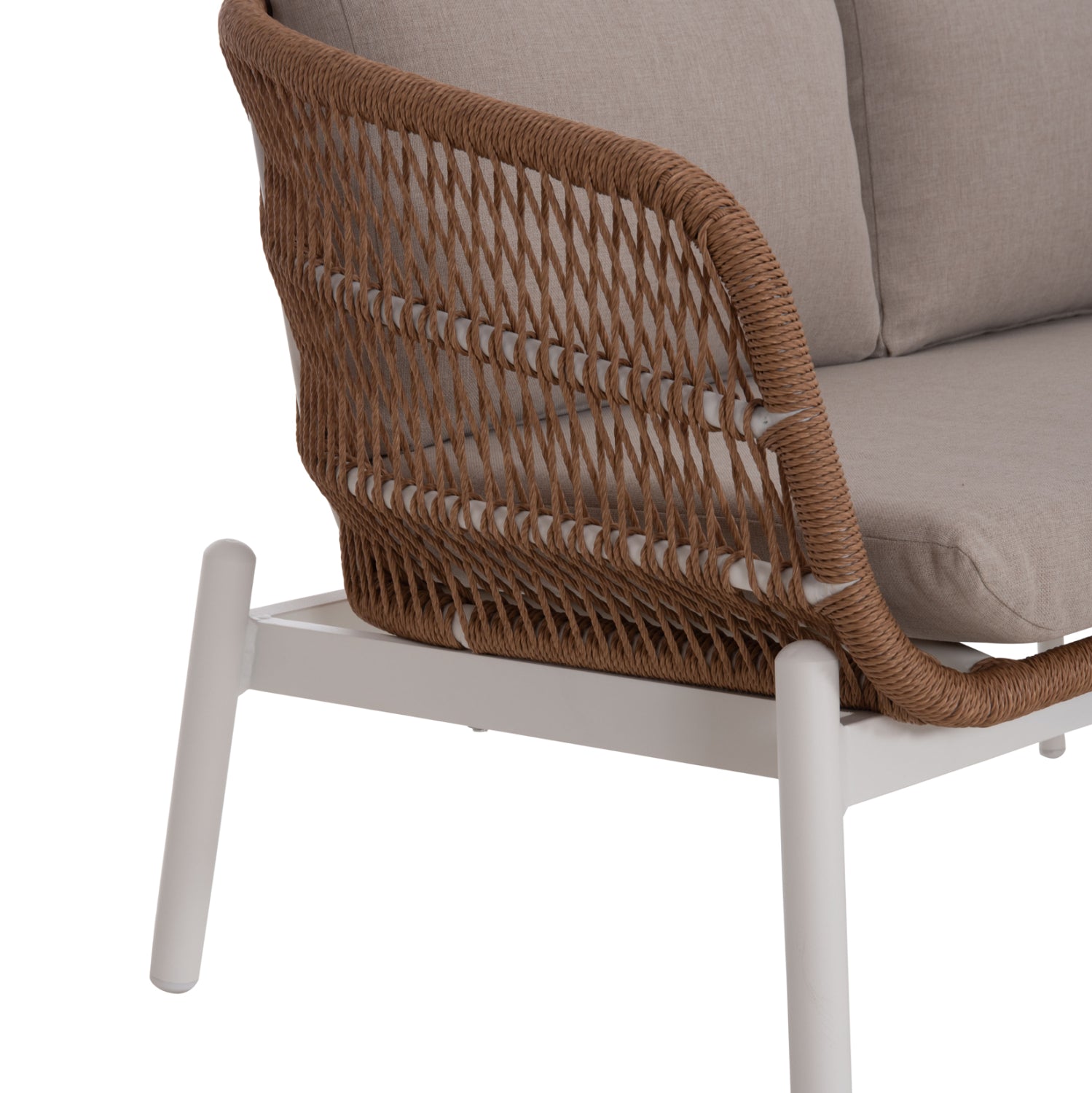 OUTDOOR LOUNGE SET 5PCS MEMFIS HM6470.03 ALUMINUM-ROPE-CERAMIC TOP--WHITE