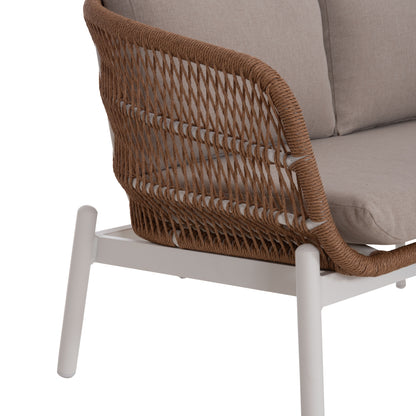 OUTDOOR LOUNGE SET 5PCS MEMFIS HM6470.03 ALUMINUM-ROPE-CERAMIC TOP--WHITE