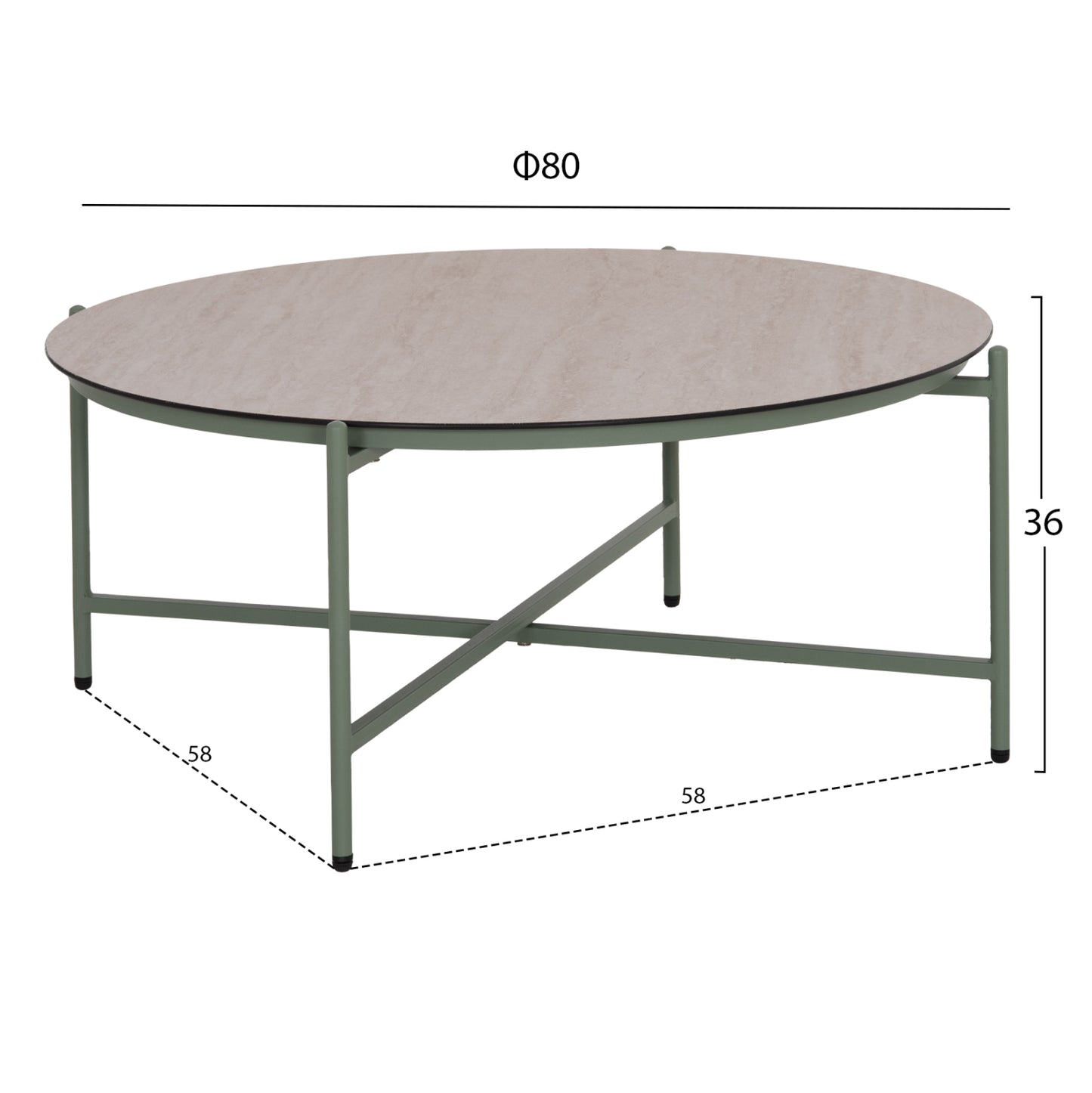 OUTDOOR LOUNGE SET 5PCS VERMONT HM6504.07 METAL-ROPE-GLASS--GREEN COLOR