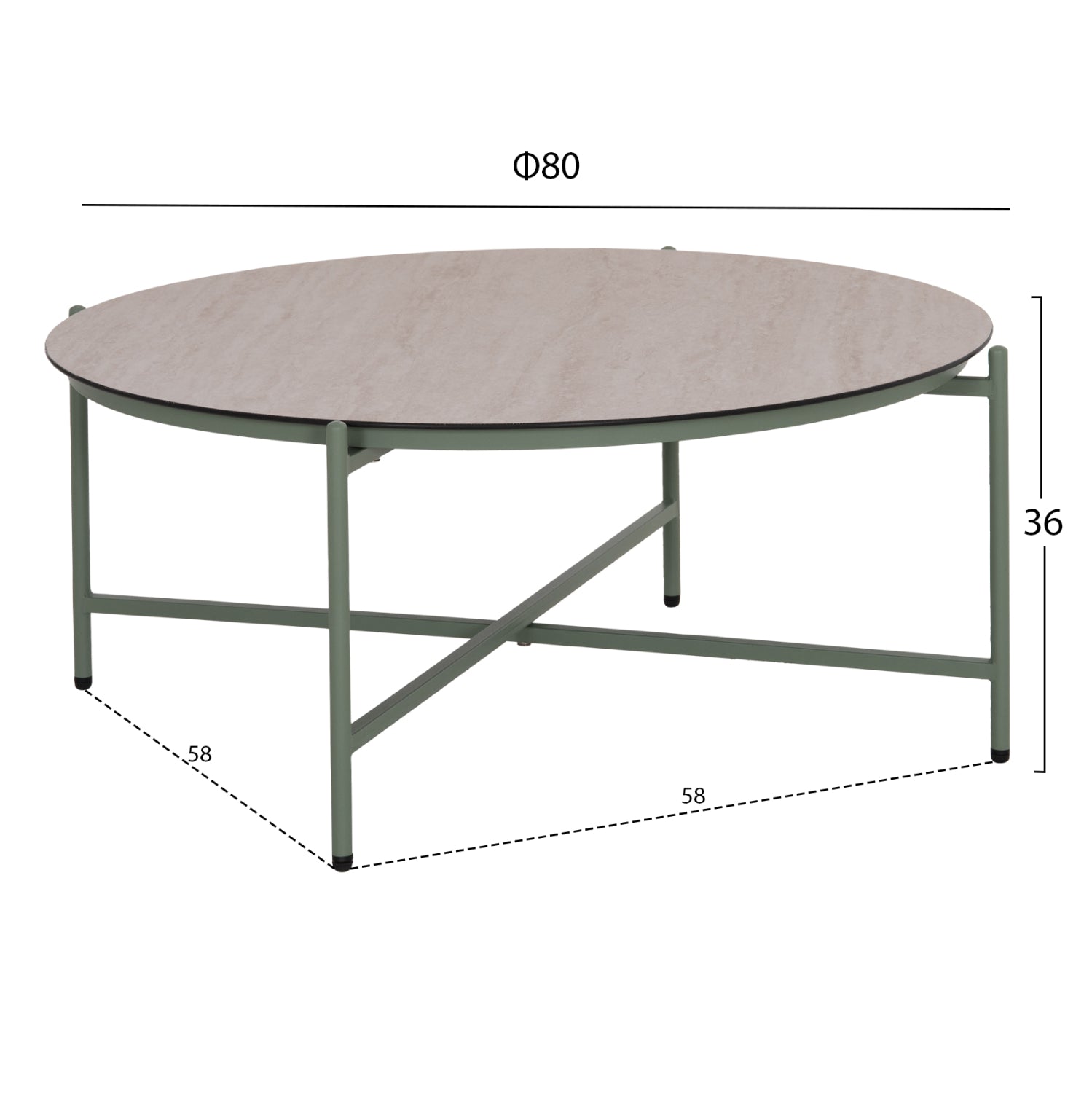 OUTDOOR LOUNGE SET 5PCS VERMONT HM6504.07 METAL-ROPE-GLASS--GREEN COLOR