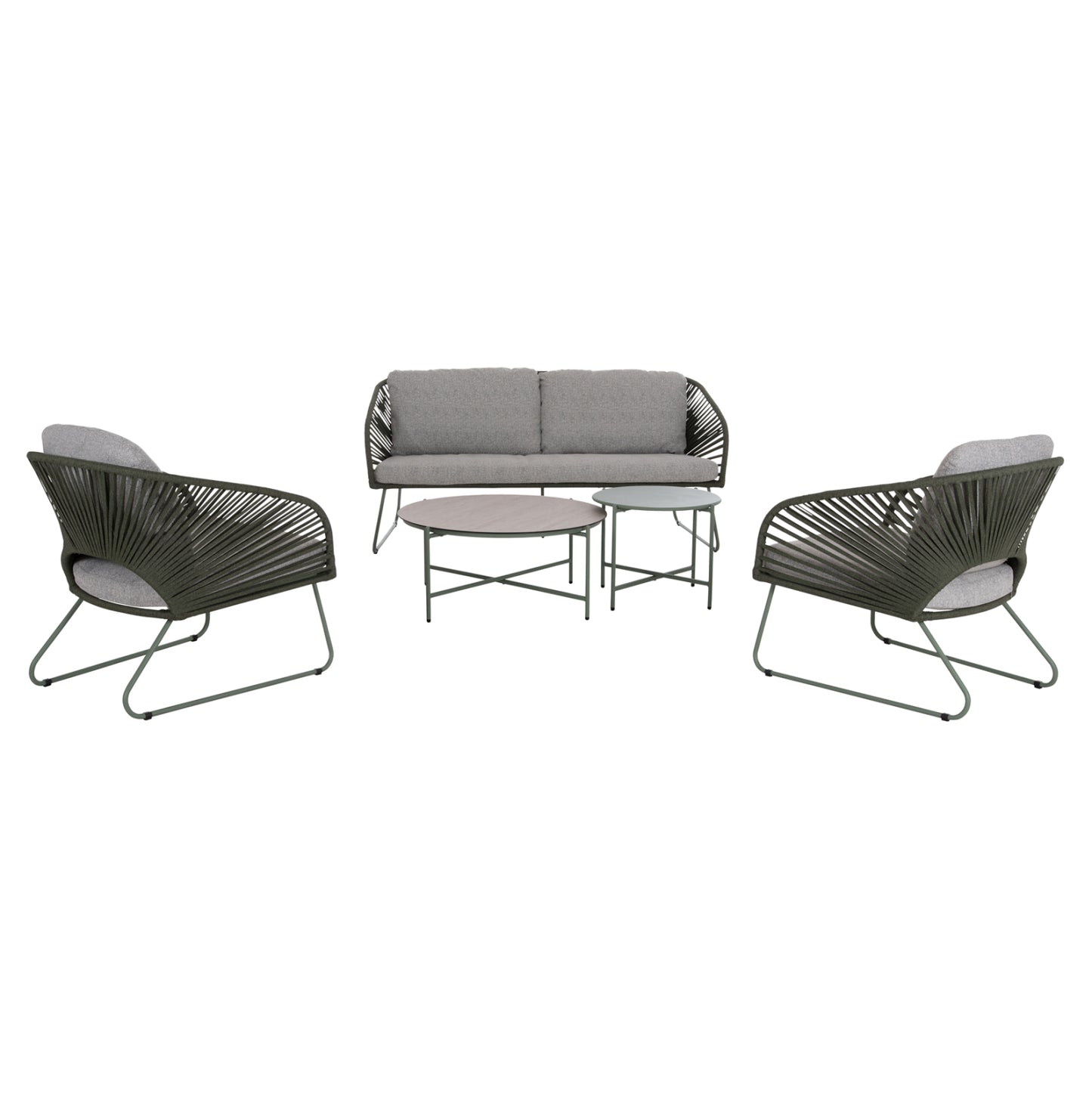 OUTDOOR LOUNGE SET 5PCS VERMONT HM6504.07 METAL-ROPE-GLASS--GREEN COLOR