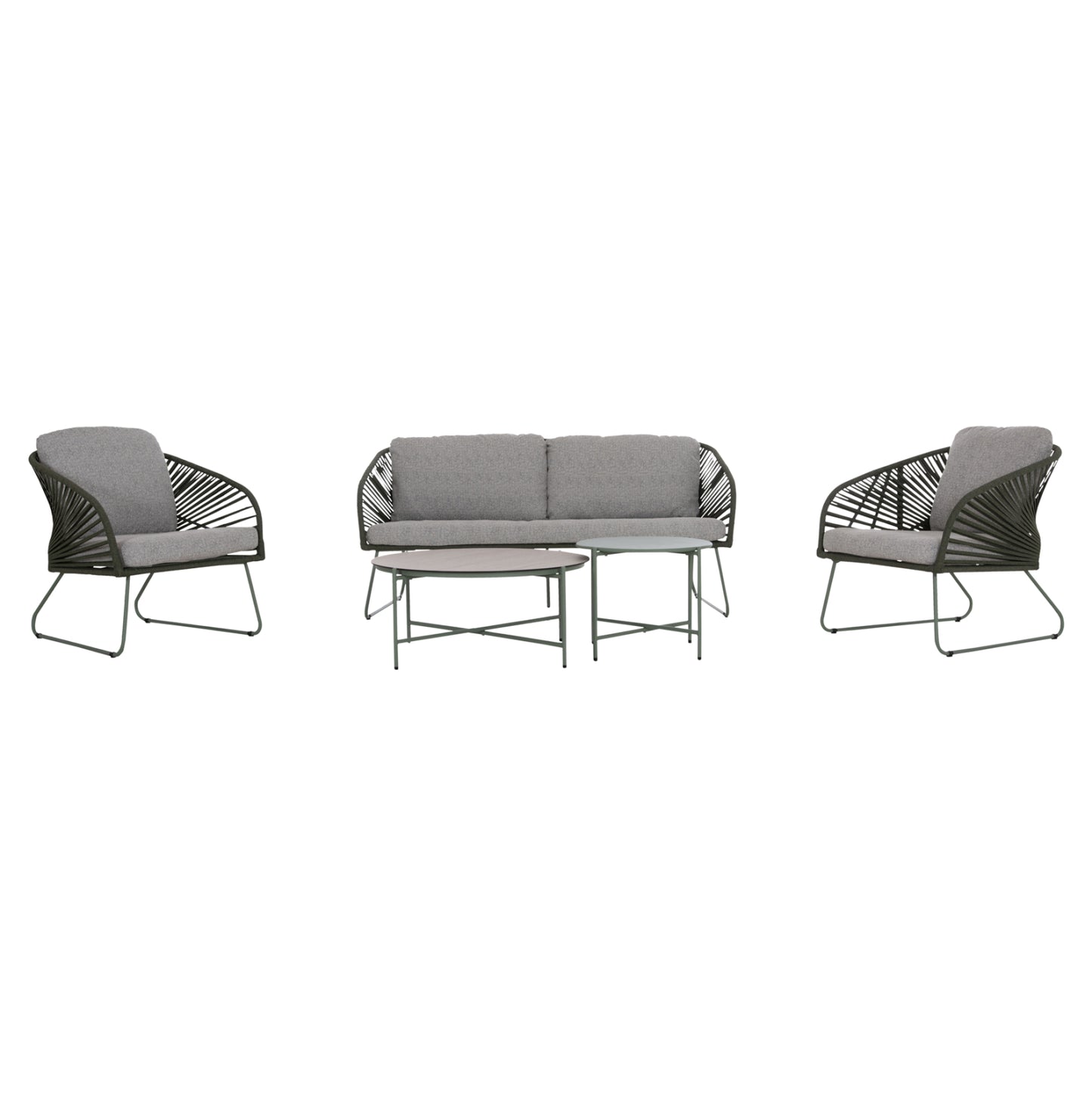 OUTDOOR LOUNGE SET 5PCS VERMONT HM6504.07 METAL-ROPE-GLASS--GREEN COLOR