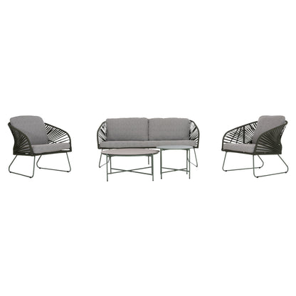 OUTDOOR LOUNGE SET 5PCS VERMONT HM6504.07 METAL-ROPE-GLASS--GREEN COLOR