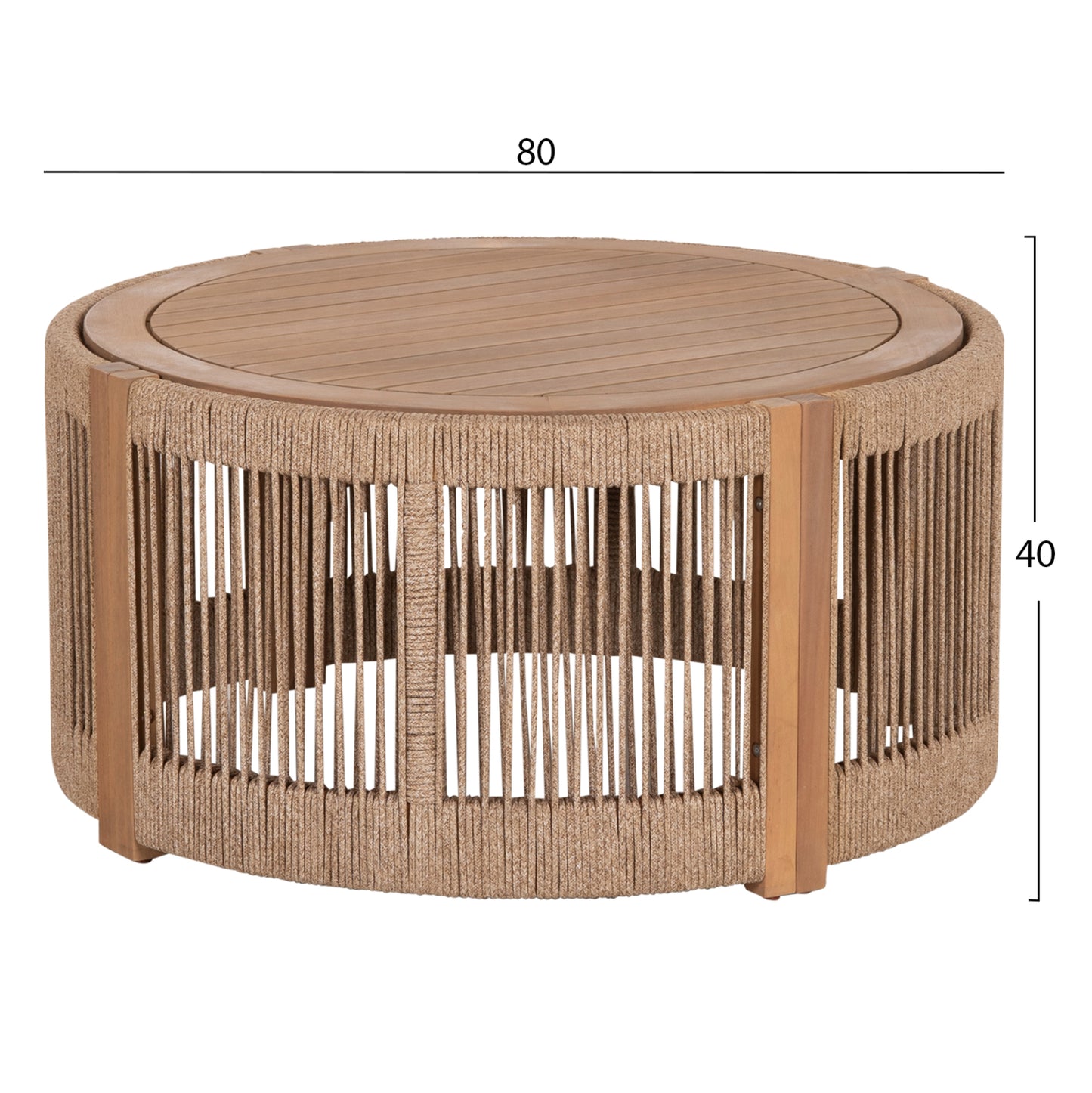 OUTDOOR CORNER LOUNGE SET 4PCS SERIES ODYSSEY HM6249 ACACIA WOOD-ROPE-BEIGE FABRIC