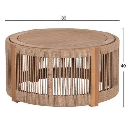 OUTDOOR CORNER LOUNGE SET 4PCS SERIES ODYSSEY HM6249 ACACIA WOOD-ROPE-BEIGE FABRIC