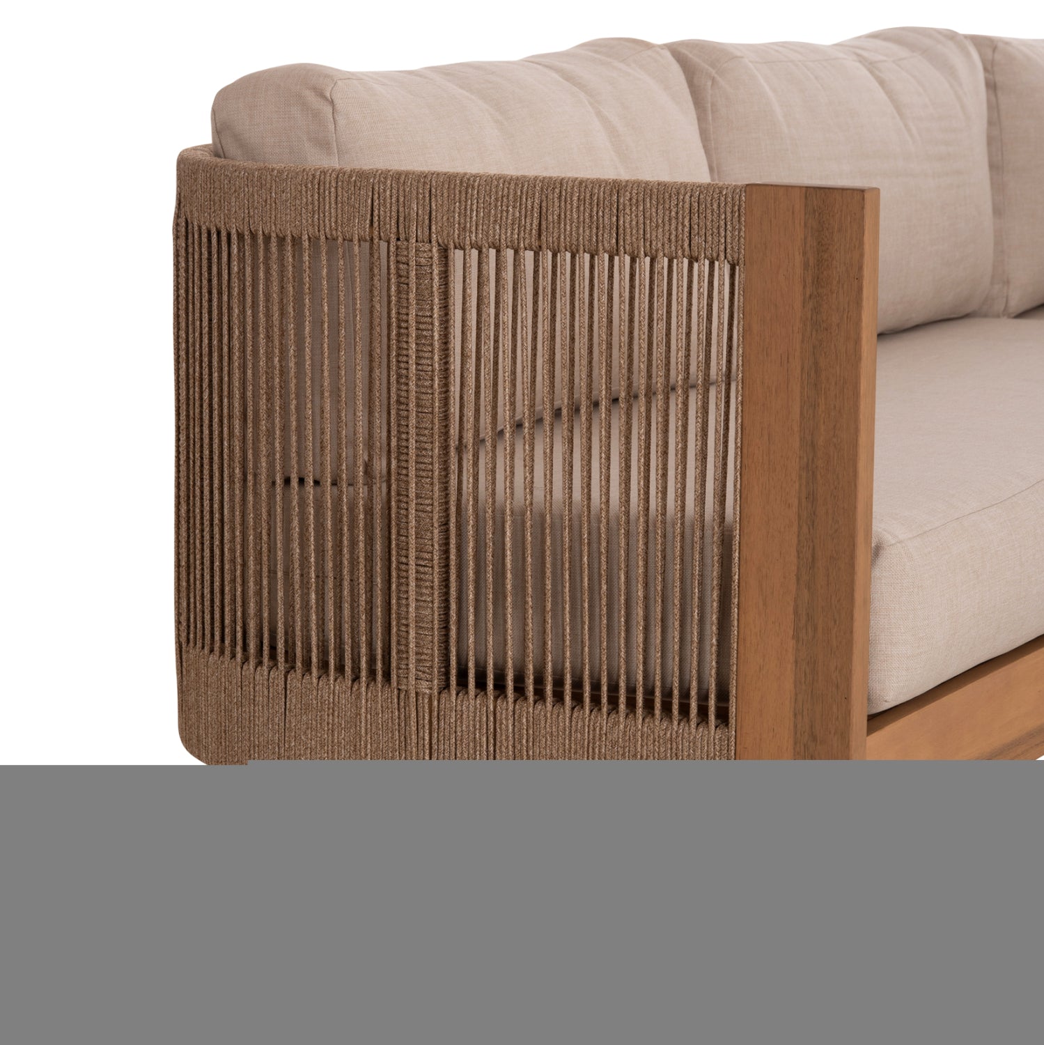 OUTDOOR CORNER LOUNGE SET 4PCS SERIES ODYSSEY HM6249 ACACIA WOOD-ROPE-BEIGE FABRIC