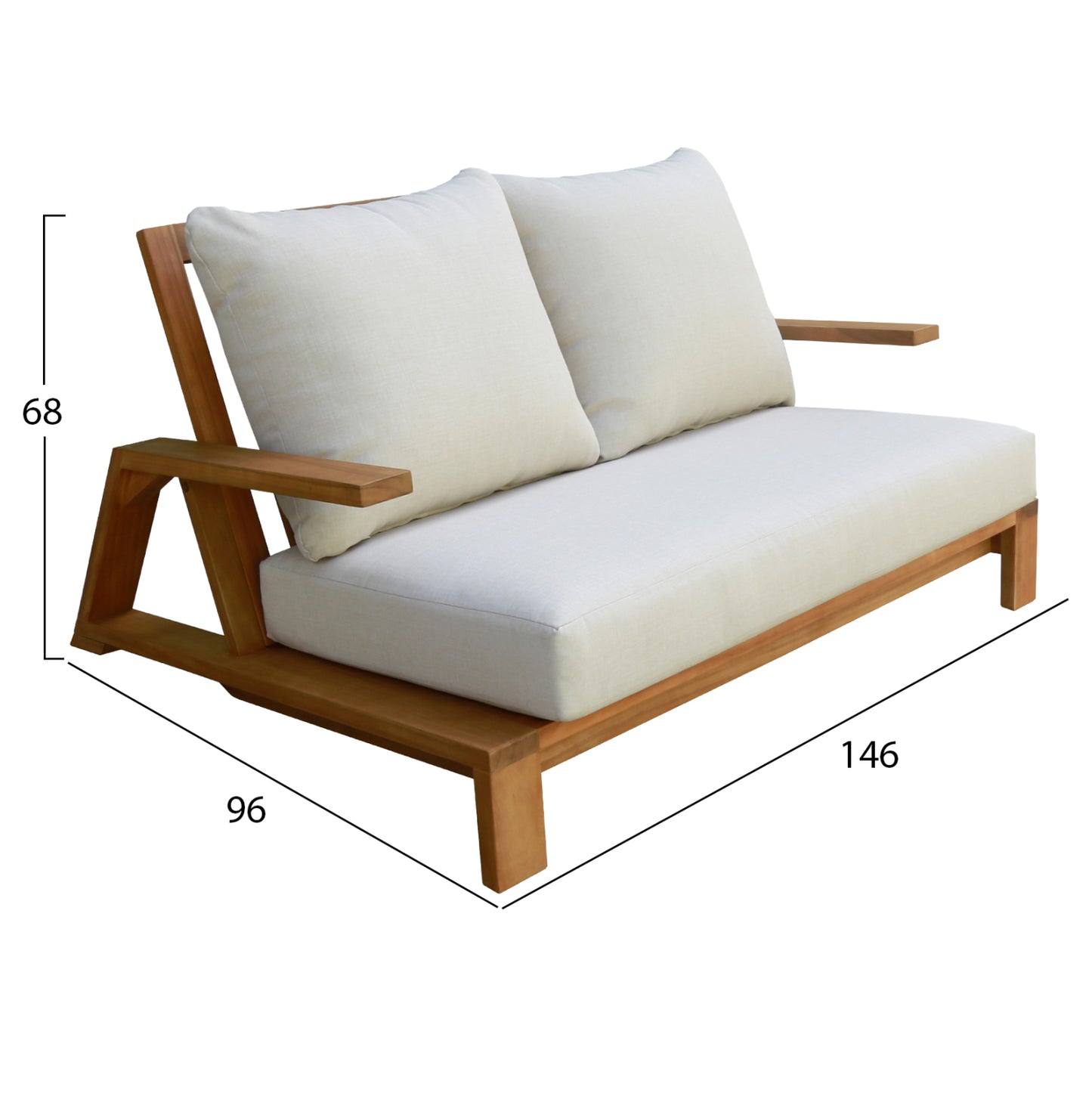 OUTDOOR LOUNGE SET 4PCS MIREX HM6521 ACACIA WOOD--POLYESTER CUSHIONS COVERS IN ECRU