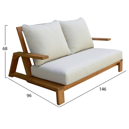 OUTDOOR LOUNGE SET 4PCS MIREX HM6521 ACACIA WOOD--POLYESTER CUSHIONS COVERS IN ECRU