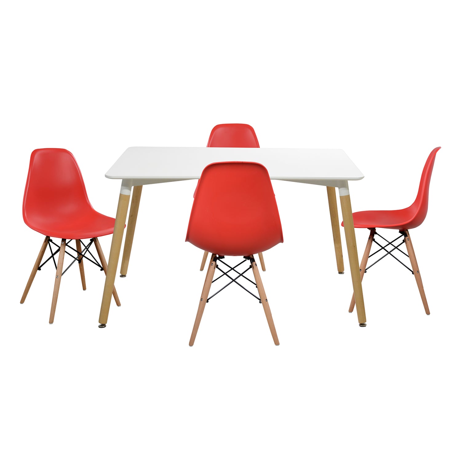 Set dining table 5 pieces Table minimal 120x80x73 cm- Twist red HM10080.04