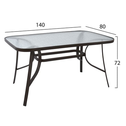 Set Dining Table 5 pieces Bruno Brown color & 4 Armchairs Bamboo Look Brown
