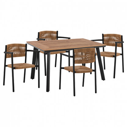 DINNING SET 5PCS POLYWOOD TABLE 120X80 AND CHARCOAL ALUMINUM CHAIRS HM11430