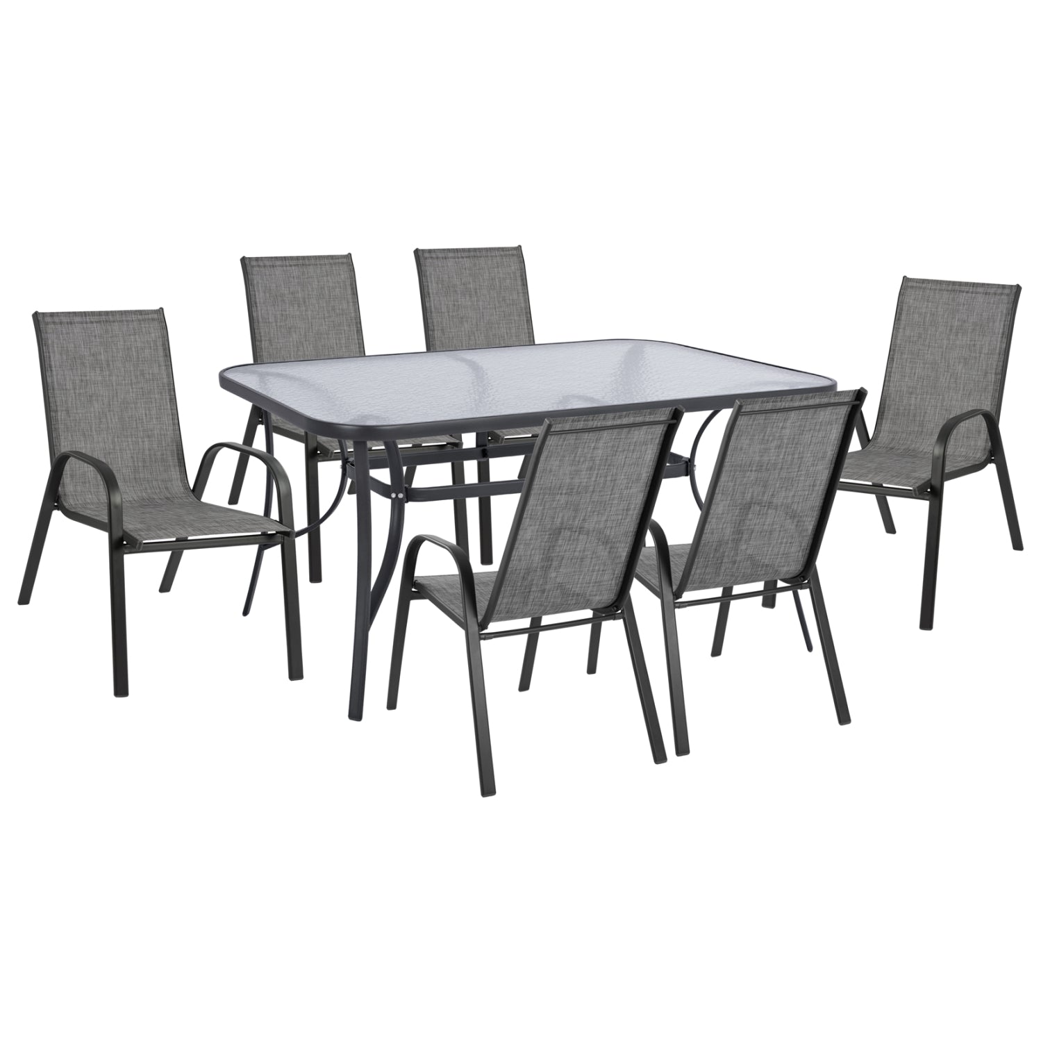 Set Dining Table 7 pieces 1Table & 6 chairs Grey HM5119.01