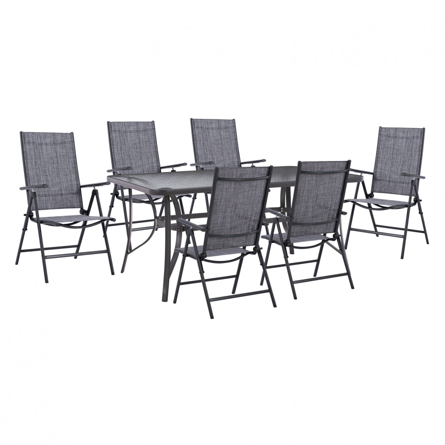 DINING SET 7PCS TABLE 150X90 WITH FORDABLE ARMCHAIRS HM11478