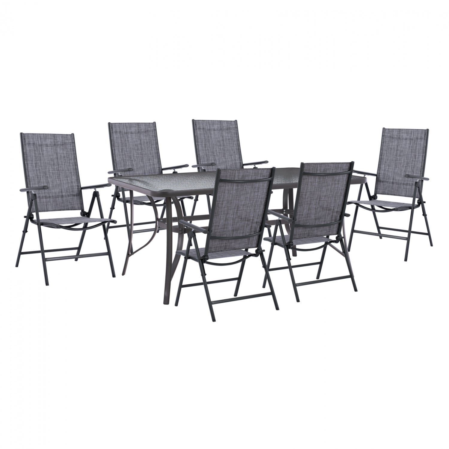 DINING SET 7PCS TABLE 150X90 WITH FORDABLE ARMCHAIRS HM11478