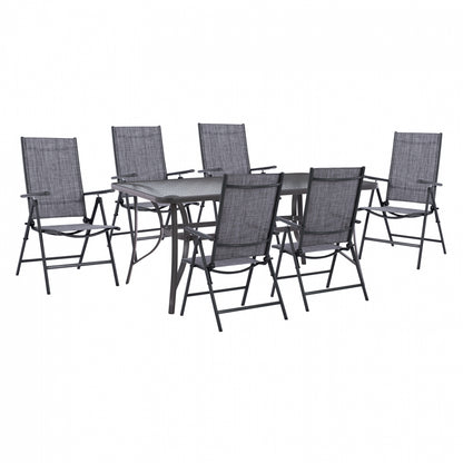 DINING SET 7PCS TABLE 150X90 WITH FORDABLE ARMCHAIRS HM11478