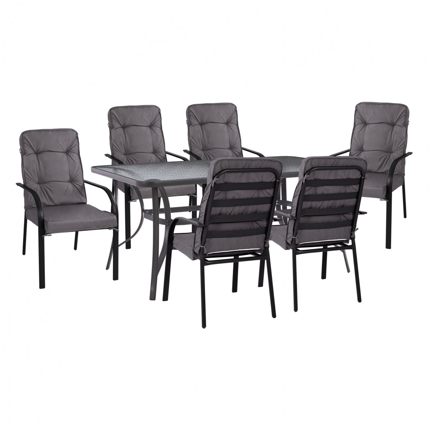 DINING SET 7PCS TABLE 150X90 WITH ARMCHAIRS GRAY HM11475